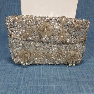 1950s Silver Hand Made Beaded Satin Evening Clutch/Wallet – Hong Kong